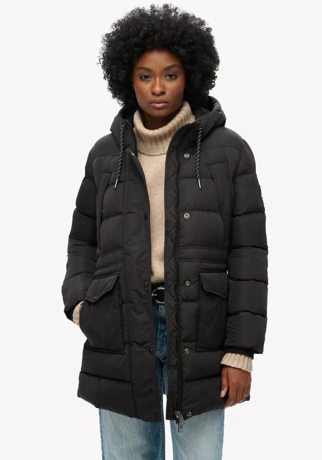 Superdry Steppjacke "EVEREST MID LENGTH PUFFER JKT", mit Kapuze günstig online kaufen