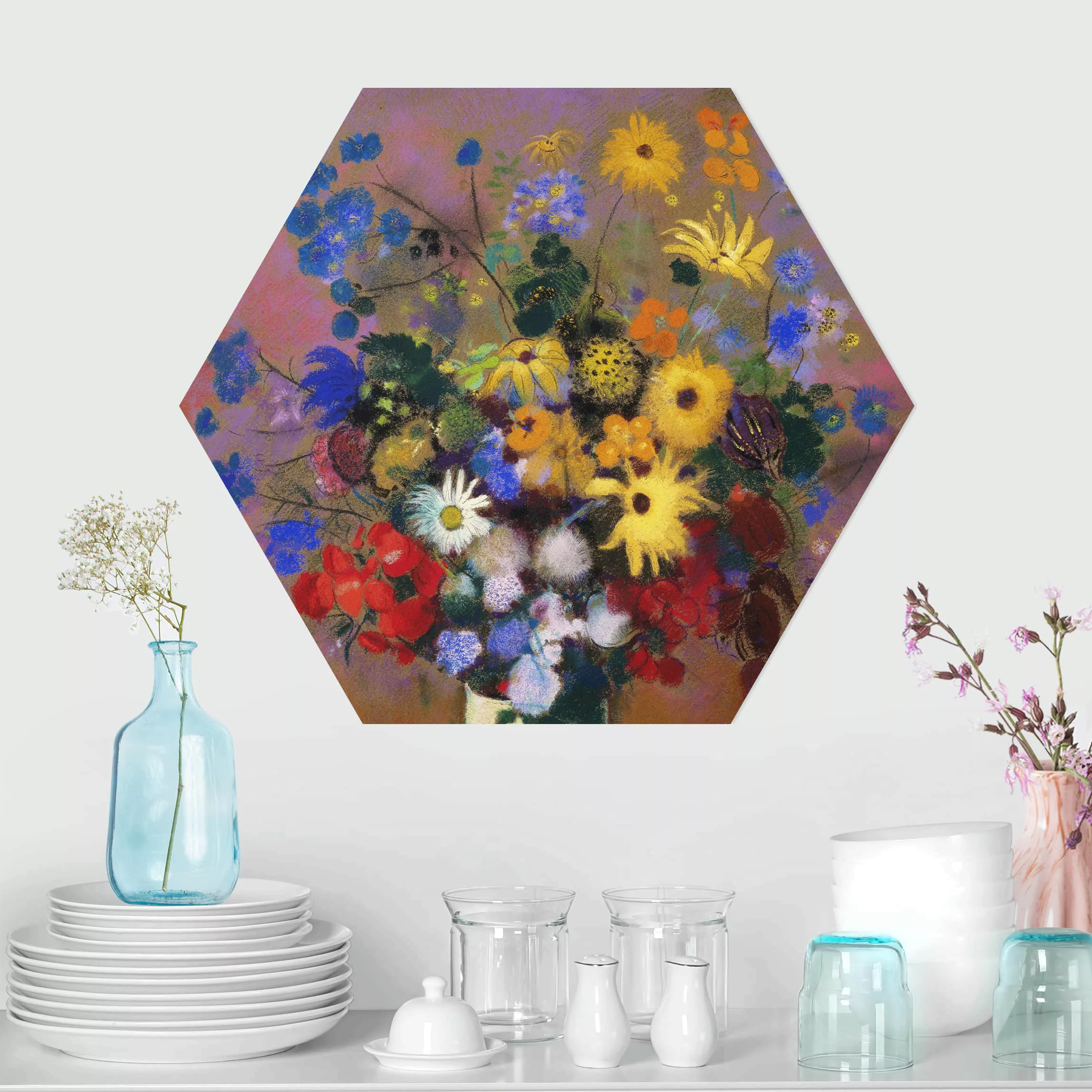 Hexagon-Forexbild Odilon Redon - Blumen in einer Vase günstig online kaufen