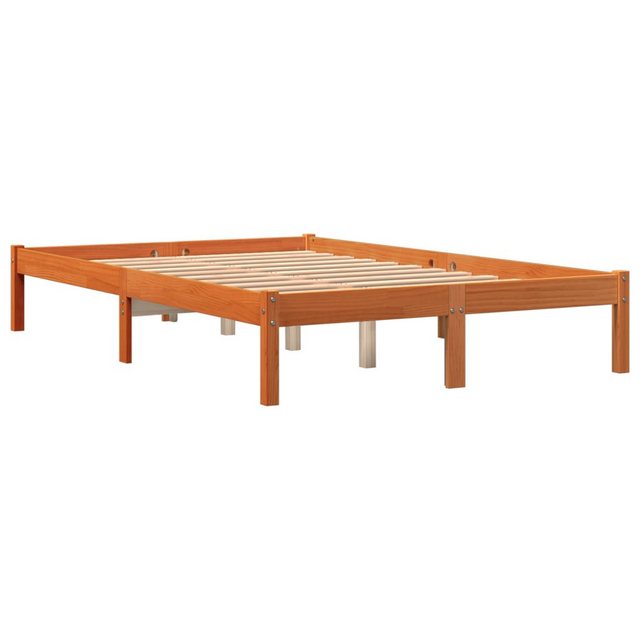 vidaXL Bettgestell Massivholzbett Wachsbraun 135x190 cm Kiefer Bett Bettges günstig online kaufen