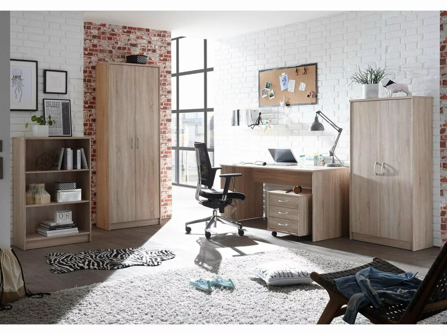 möbelando Aktenschrank Olli (5-St) Modernes Büro-Set aus Spanplatte in Sono günstig online kaufen