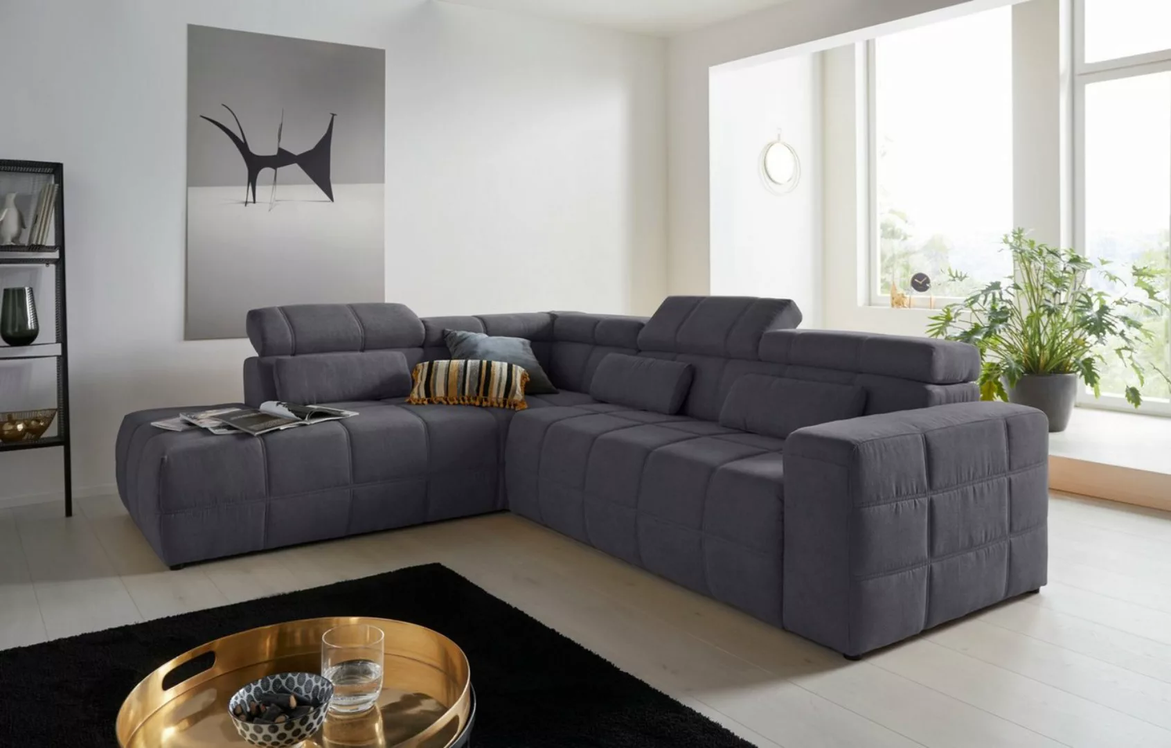 DOMO collection Ecksofa "Cunelli L-Form", wahlweise inklusive 6-fach verste günstig online kaufen