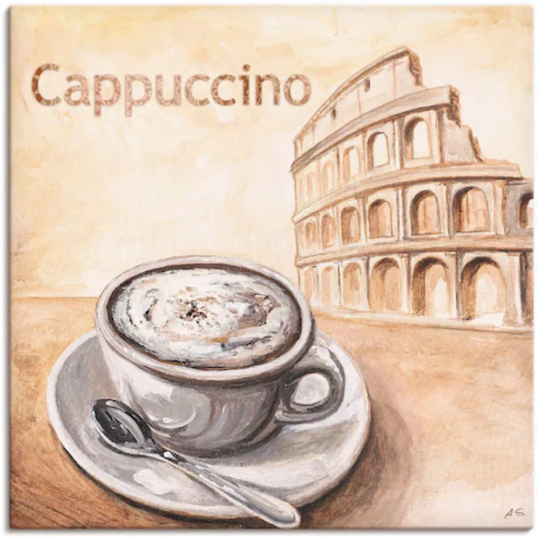 Artland Wandbild "Cappuccino in Rom", Kaffee Bilder, (1 St.), als Leinwandb günstig online kaufen