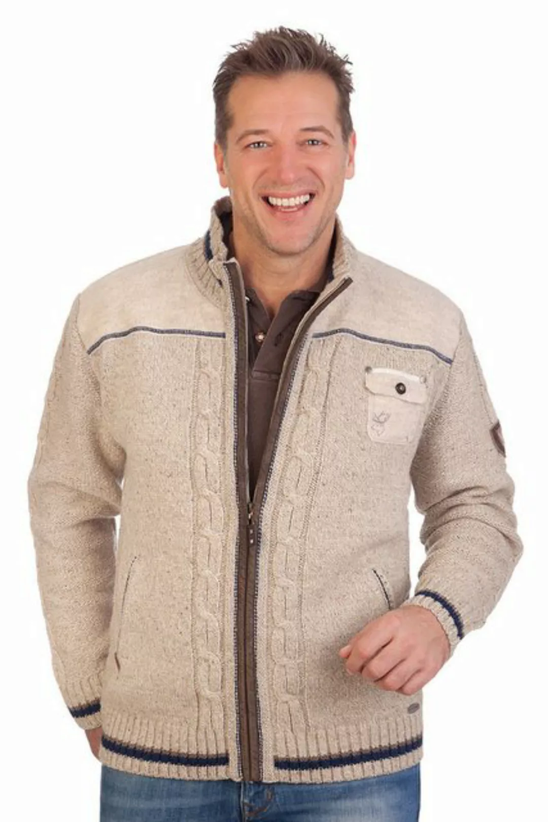 Spieth & Wensky Trachtenstrickjacke Strickjacke Herren - BALDO - natur, dun günstig online kaufen