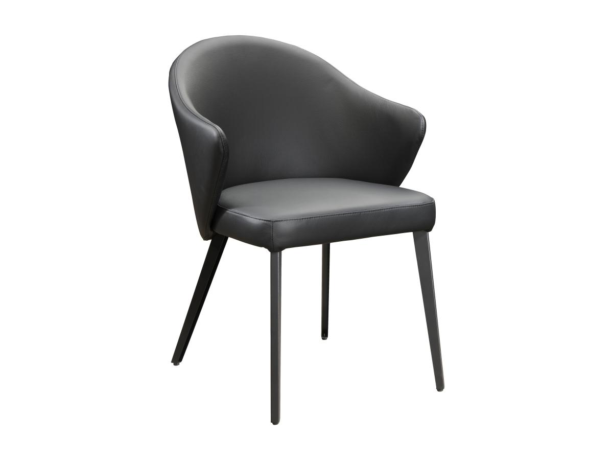 Stuhl mit Armlehnen - Leder & Stahl - Schwarz - MIBELLY von Maison Céphy günstig online kaufen