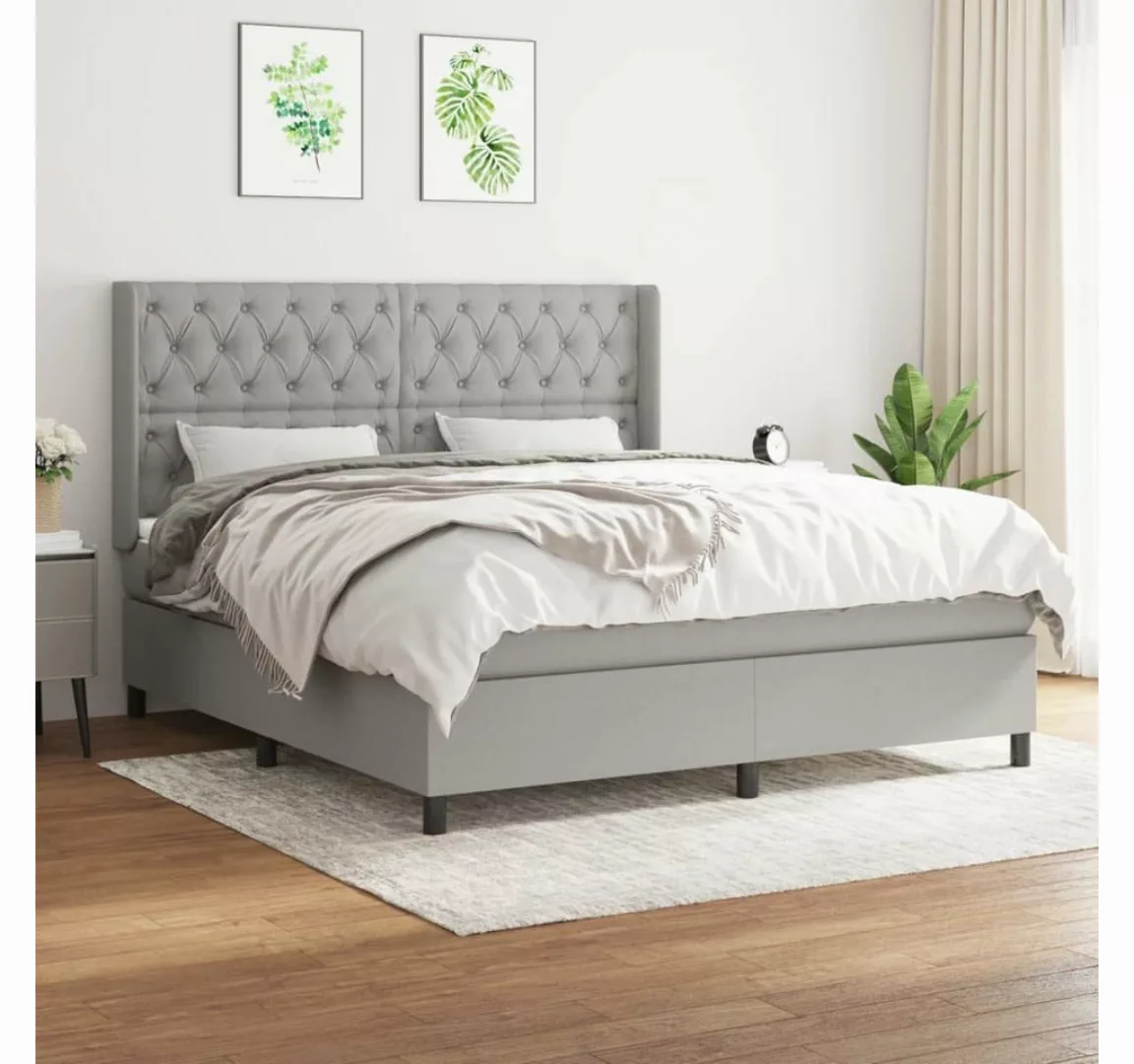 furnicato Bett Boxspringbett mit Matratze Hellgrau 160x200 cm Stoff günstig online kaufen