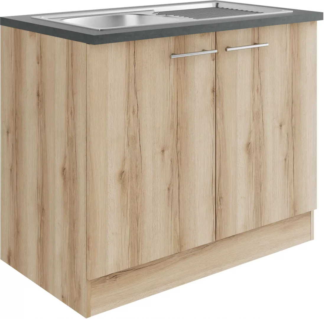 OPTIFIT Spülenschrank "Bella", Breite 100 cm, mit Edelstahl-Einbauspüle günstig online kaufen