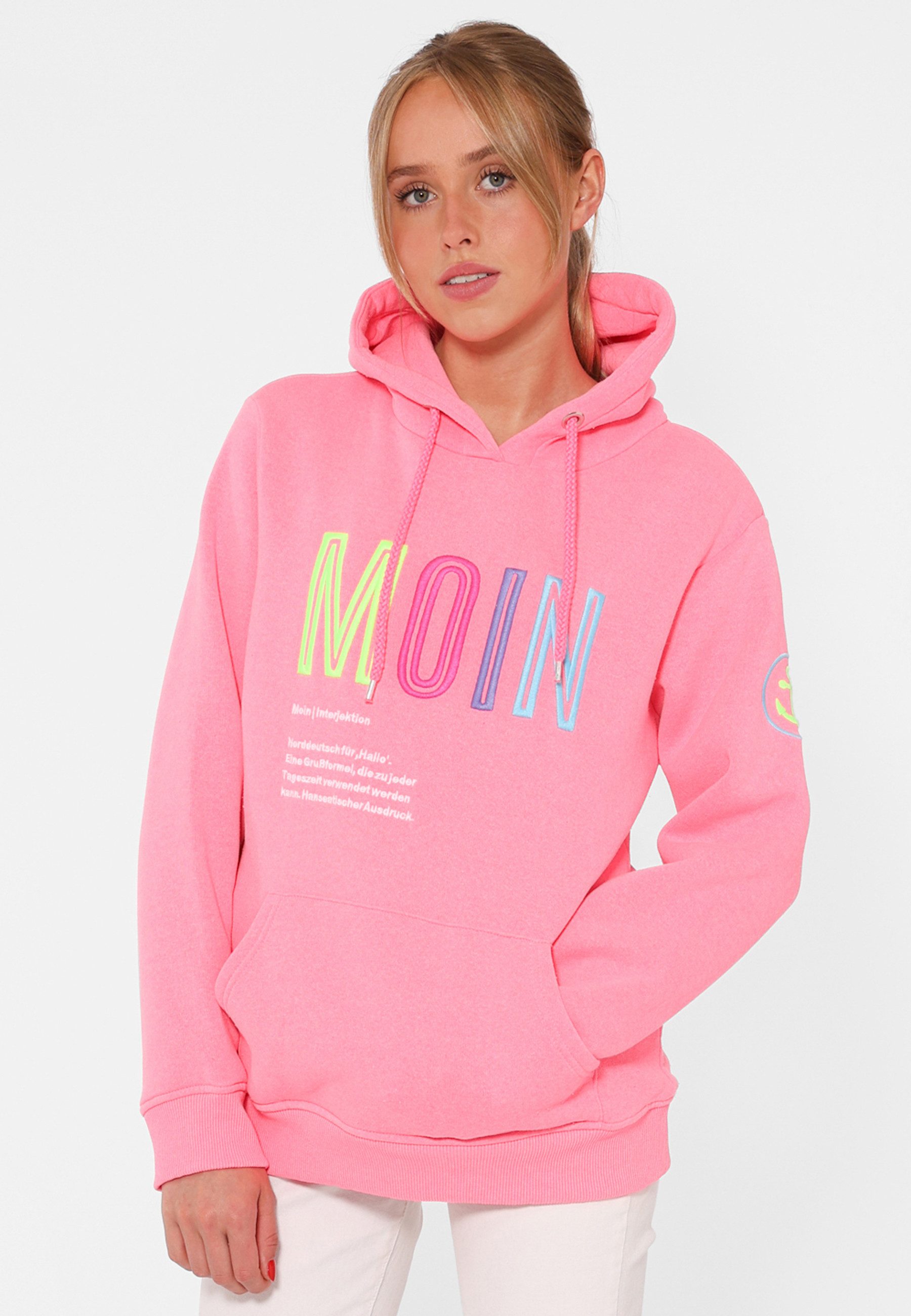 Zwillingsherz Sweatshirt gestickter Schriftzug, Kapuze, Langarm, günstig online kaufen