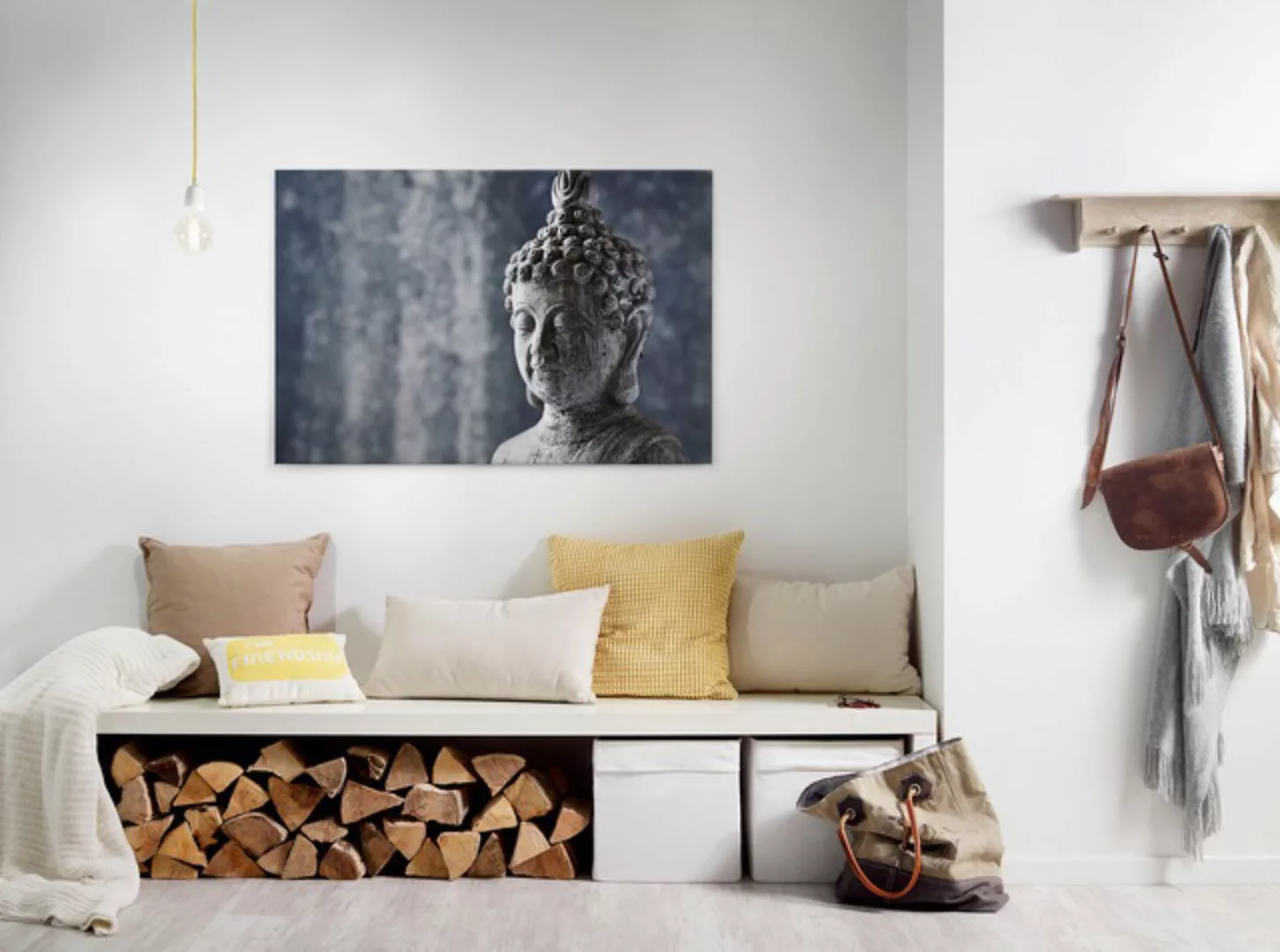 Bricoflor Buddha Leinwand Bild In Grau Asiatisches Leinwandbild Ideal Für S günstig online kaufen