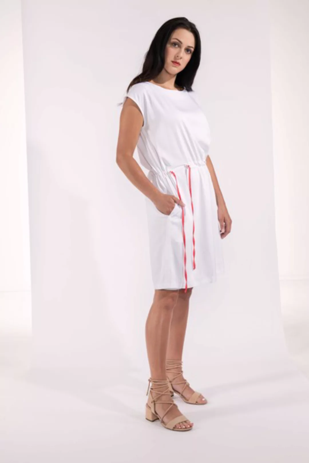 Kurzes Kleid Mit Bändern Schwarz Oder Weiß Tencel günstig online kaufen