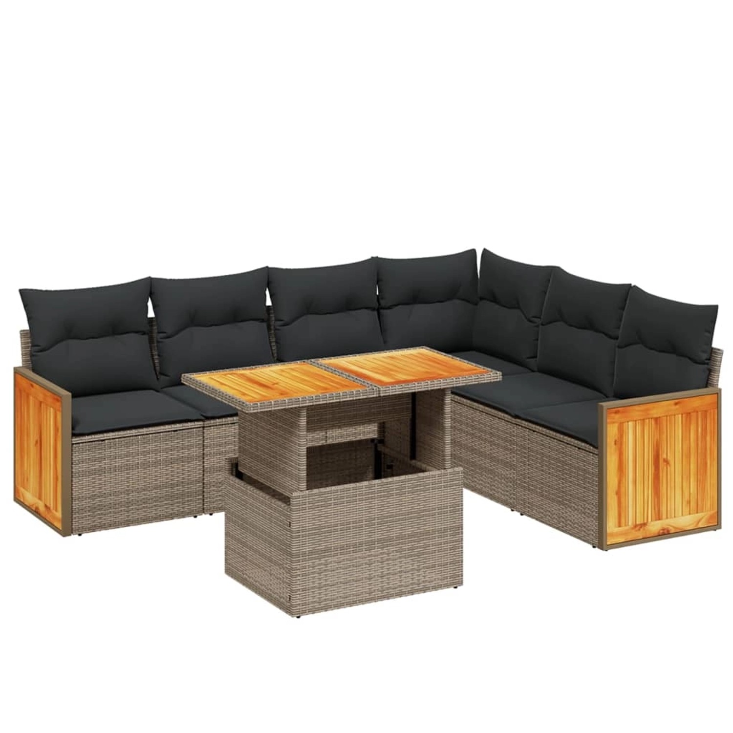 vidaXL 7-Tlg Garten-Sofagarnitur mit Kissen Grau Poly Rattan 3273979 günstig online kaufen