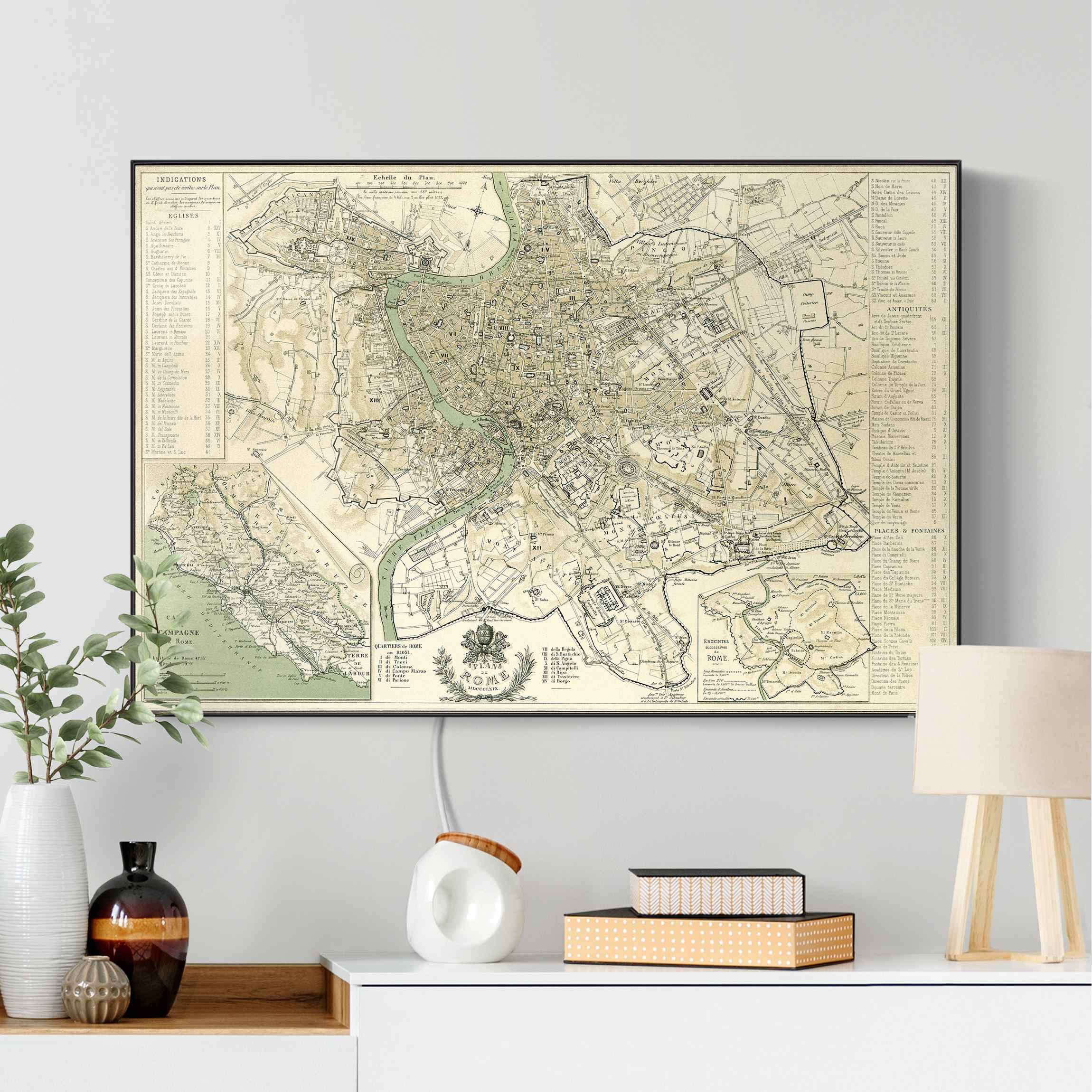 LED-Wechselbild Vintage Stadtplan Rom Antik günstig online kaufen