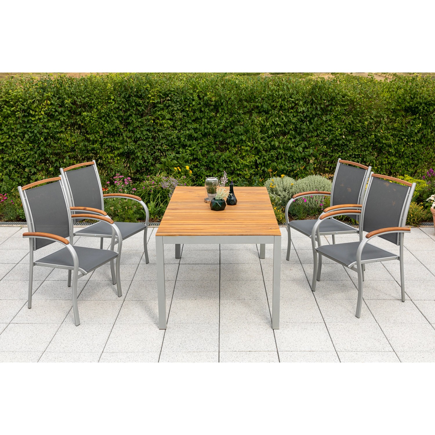 Merxx Siena Set 5-tlg. 4 Stapelsessel Gartentisch 150 x 90 cm günstig online kaufen