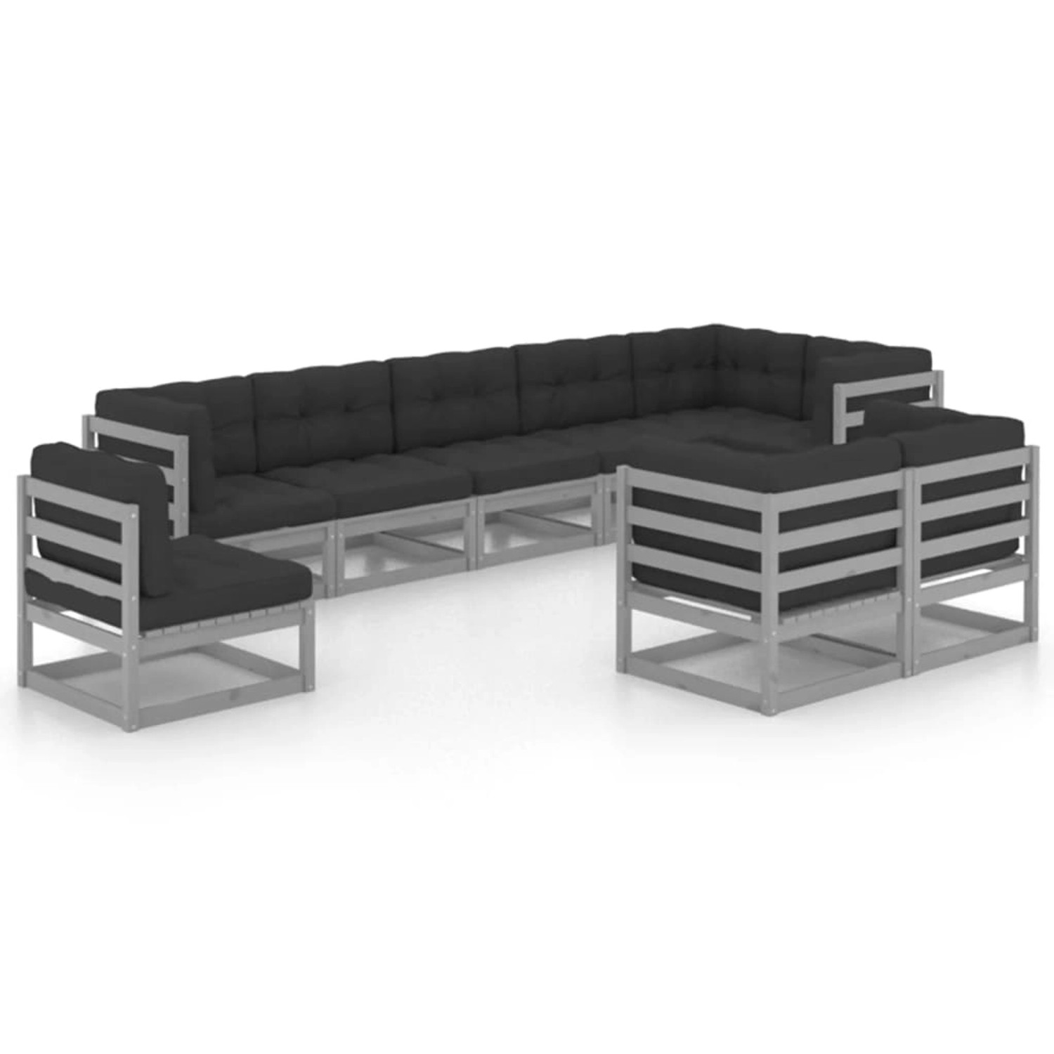 9-tlg. Garten-lounge-set Mit Kissen Kiefer Massivholz günstig online kaufen