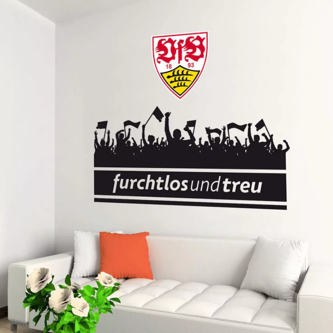 Wall-Art Wandtattoo »VfB Stuttgart Fans mit Logo«, (1 St.), selbstklebend, günstig online kaufen