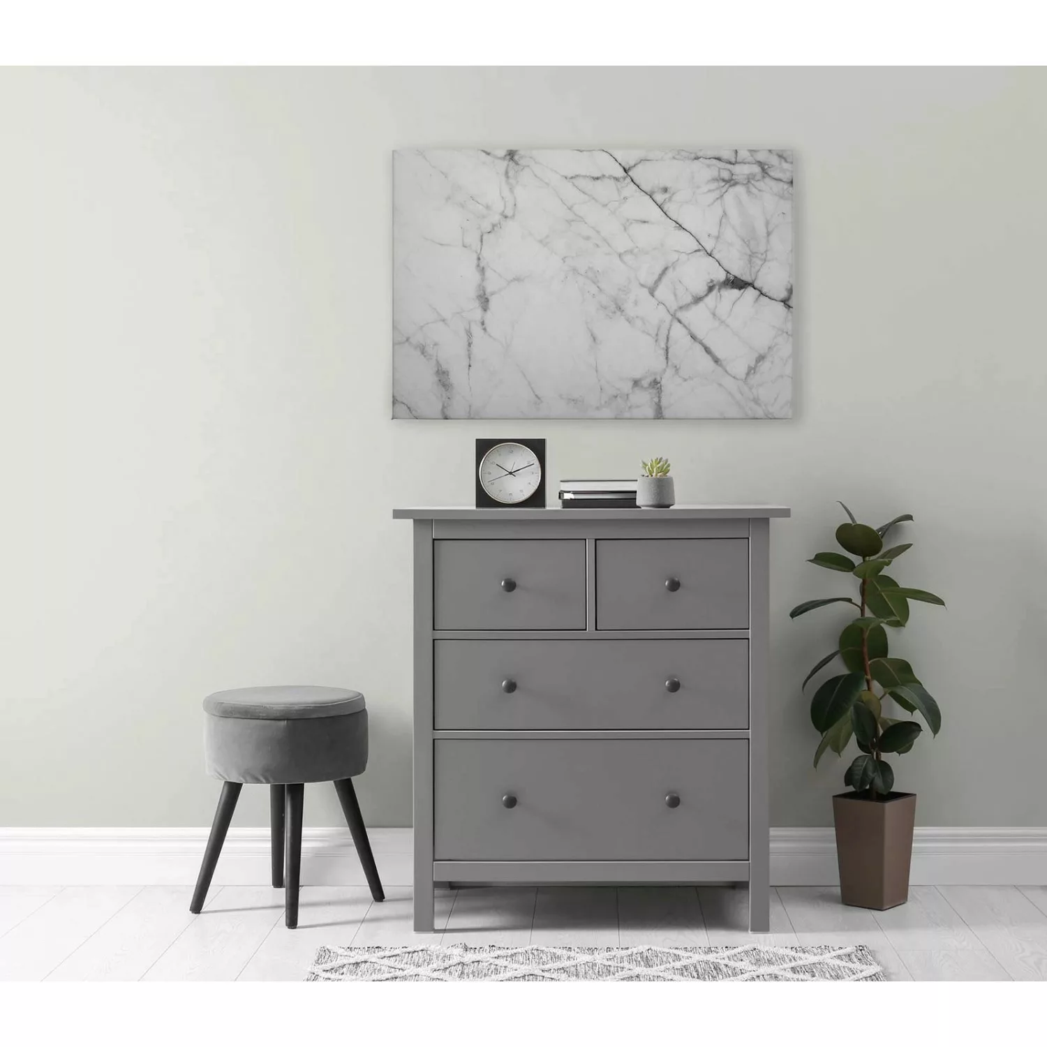 Bricoflor Marmor Bilder Leinwand Weiß Grau Deko Wandbild Elegant Badezimmer günstig online kaufen