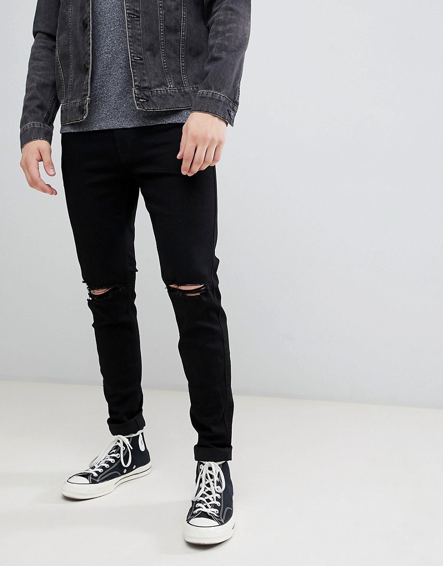 Hollister – Superenge Jeans in Schwarz im Used-Look günstig online kaufen