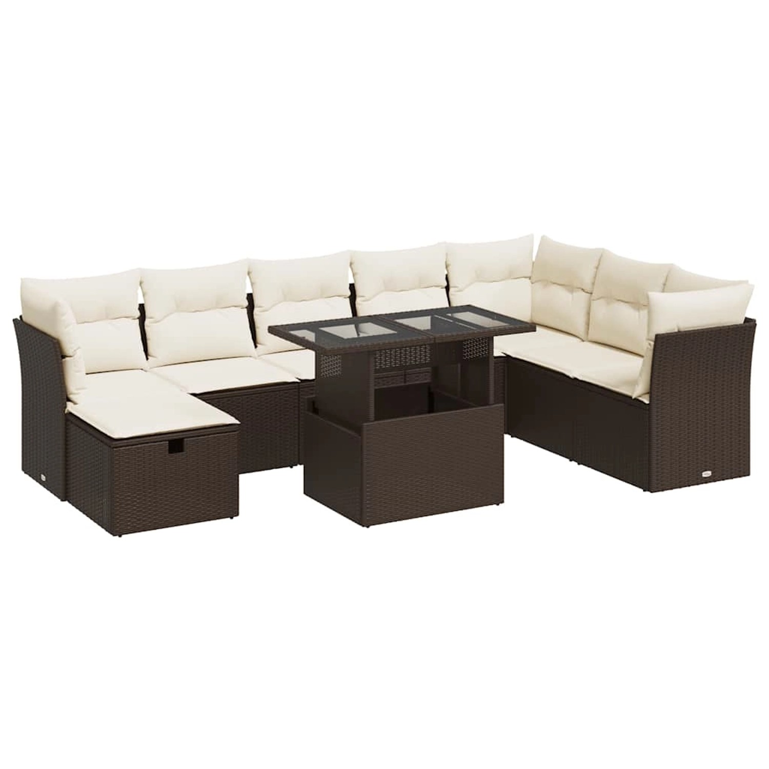 vidaXL 9-Tlg Garten-Sofagarnitur mit Kissen Braun Poly Rattan 3327803 günstig online kaufen