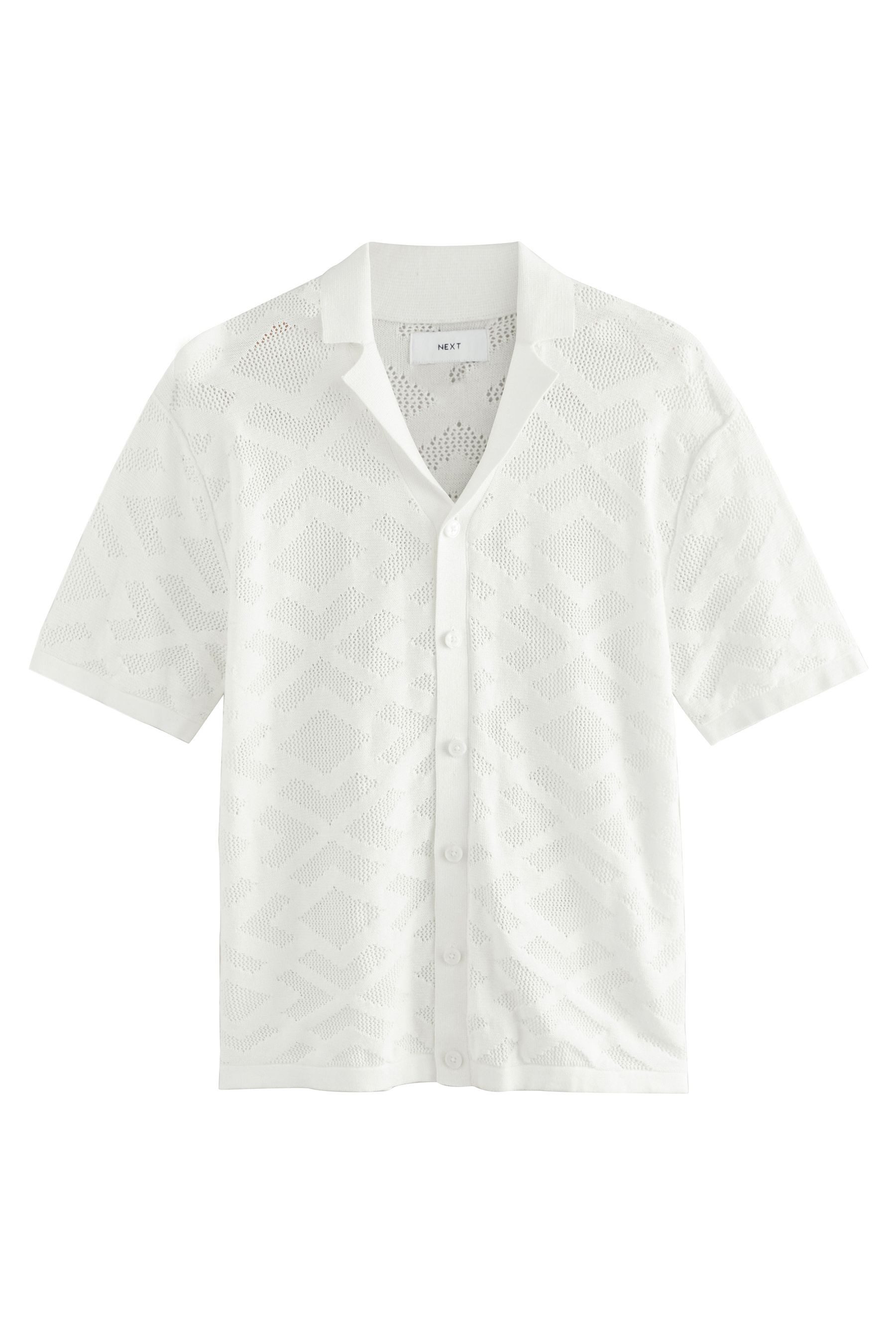 Next Kurzarmhemd Relaxed Fit Strickhemd, Lochstickerei günstig online kaufen