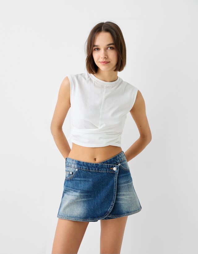 Bershka Jeans-Hosenrock Damen 32 Blau günstig online kaufen
