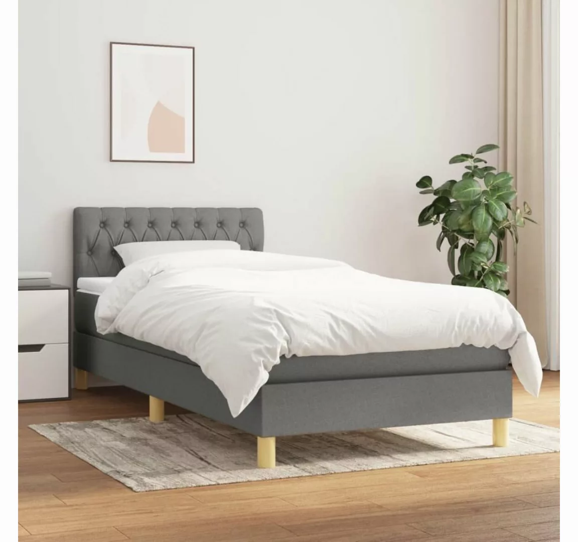 furnicato Bett Boxspringbett mit Matratze Dunkelgrau 90x200 cm Stoff günstig online kaufen