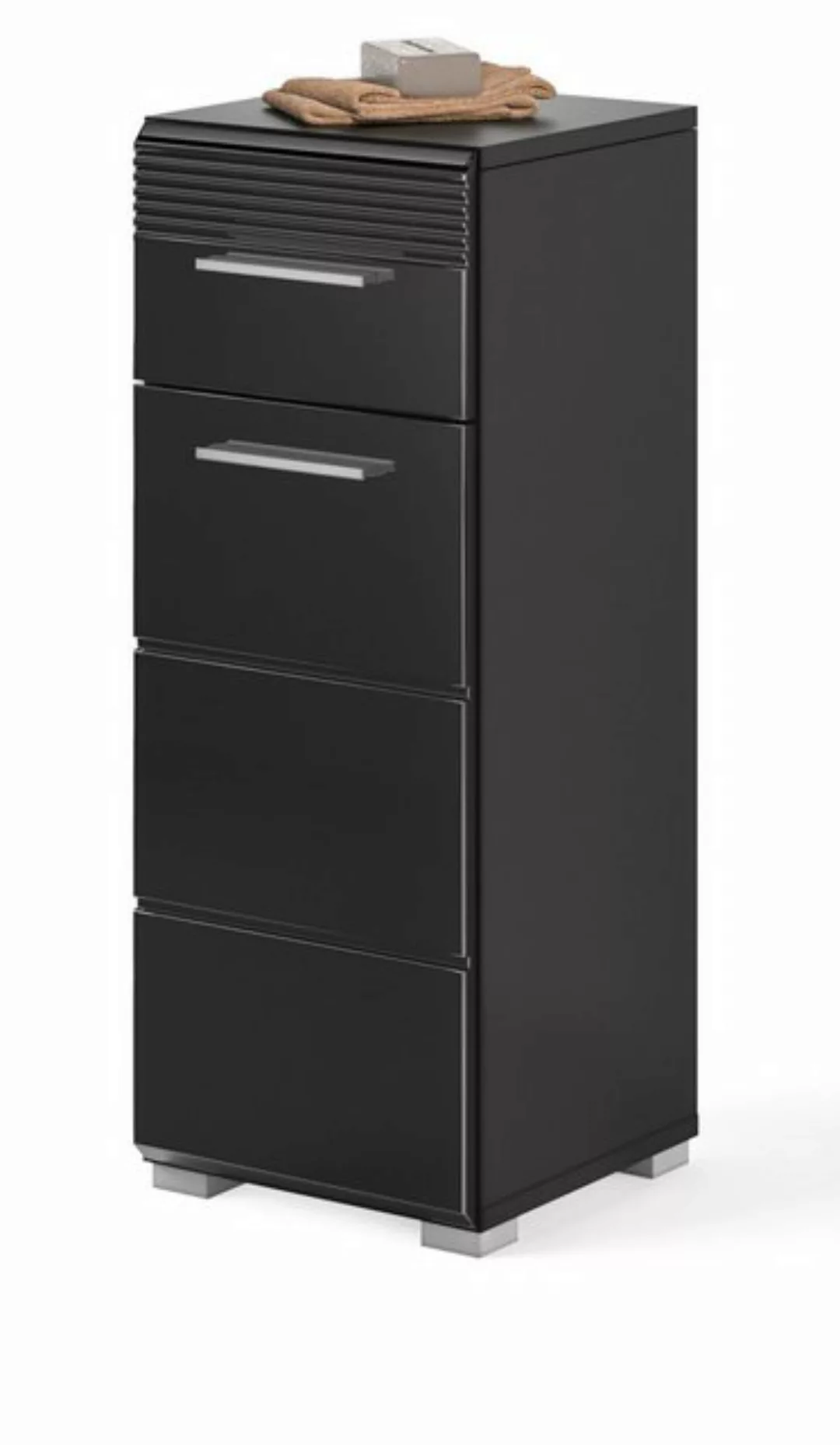 Inn.Furn Unterschrank Leon (Bad Kommode in schwarz, 30x79 cm) Hochglanz günstig online kaufen