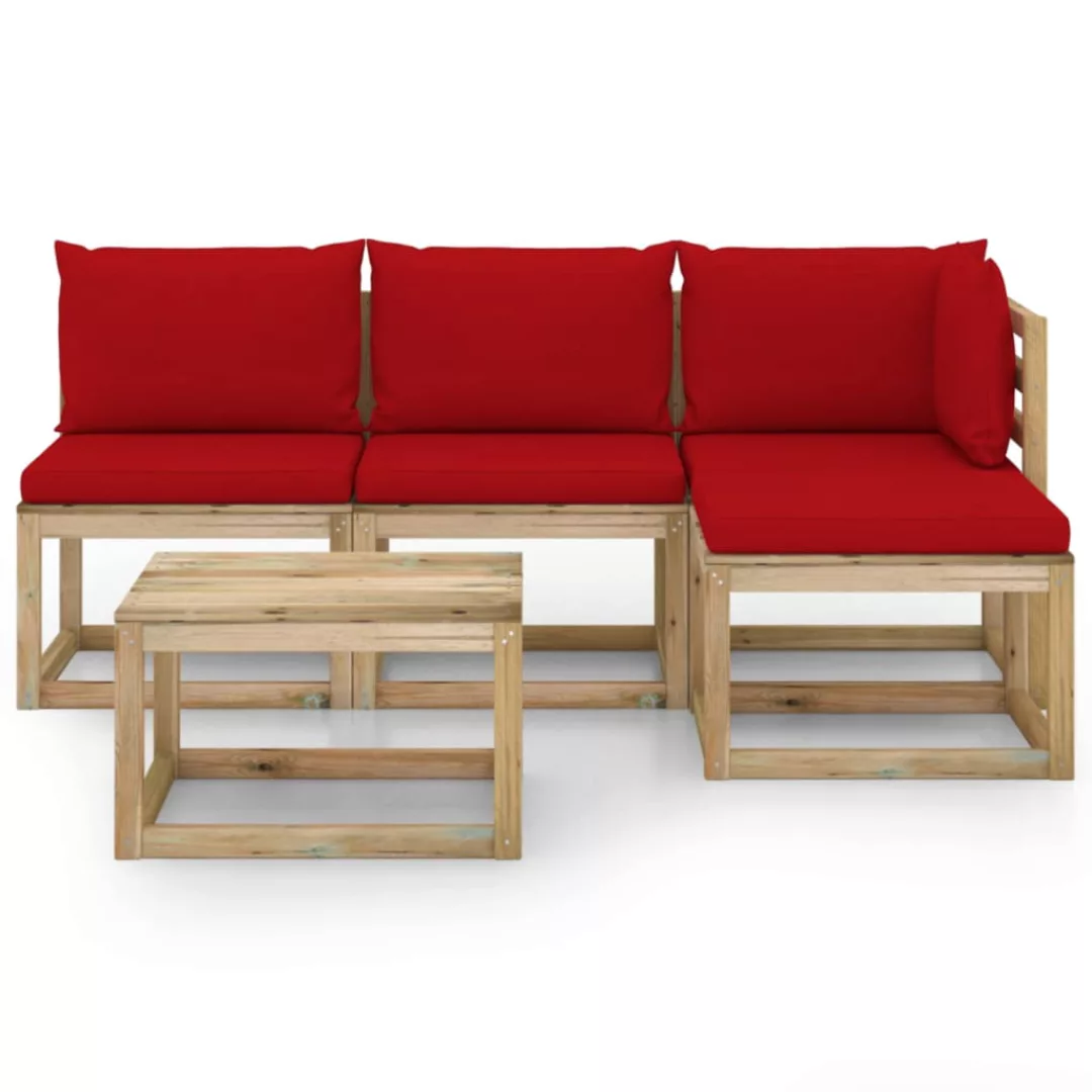 5-tlg. Garten-lounge-set Mit Roten Kissen günstig online kaufen