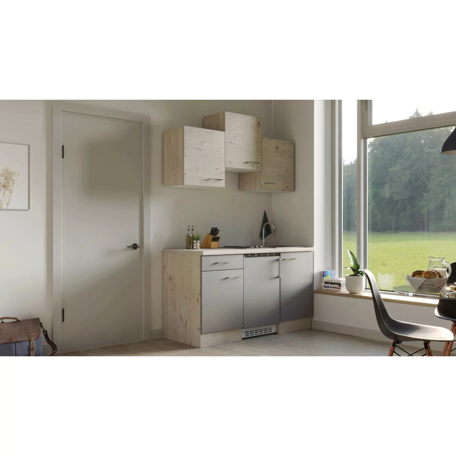 Flex-Well Küche "Riva", Breite 150,5 cm, mit Unterbau-Kühlschrank, Kochfeld günstig online kaufen