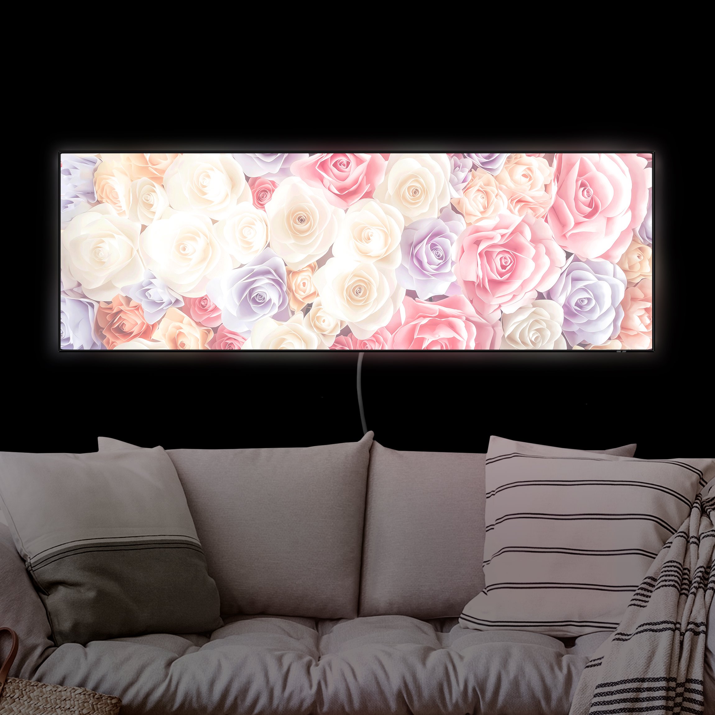 LED-Wechselbild Pastell Paper Art Rosen günstig online kaufen