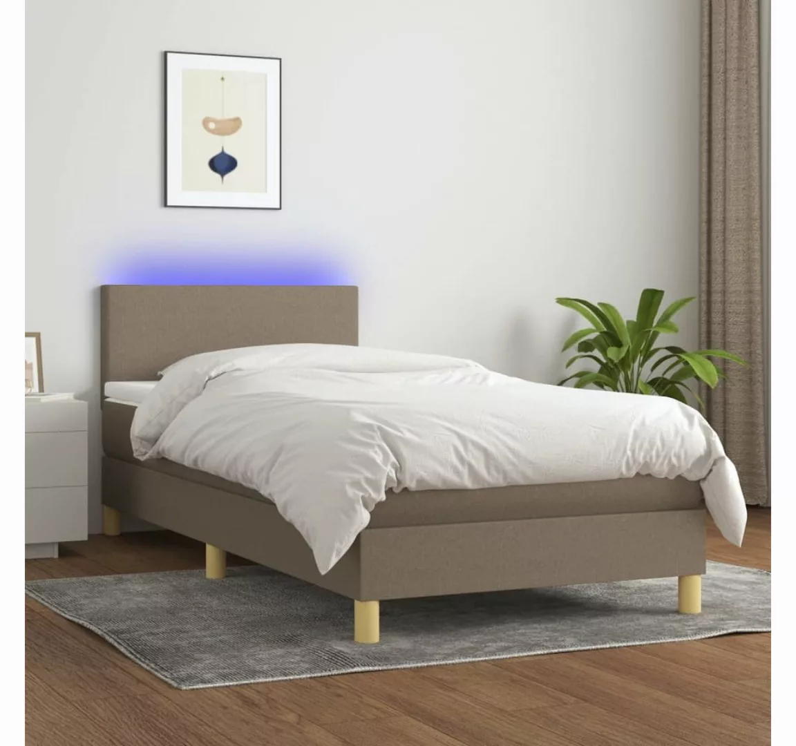 vidaXL Boxspringbett, Boxspringbett mit Matratze & LED Taupe 90x190 cm Stof günstig online kaufen