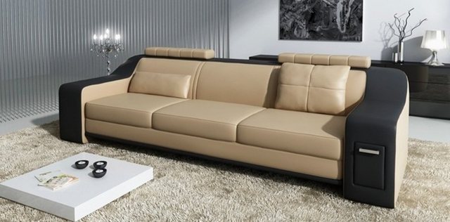 JVmoebel Sofa Ledersofa Set Sofa Couch Sofagarnitur 3+2+1 Sofas HuttenGB, M günstig online kaufen