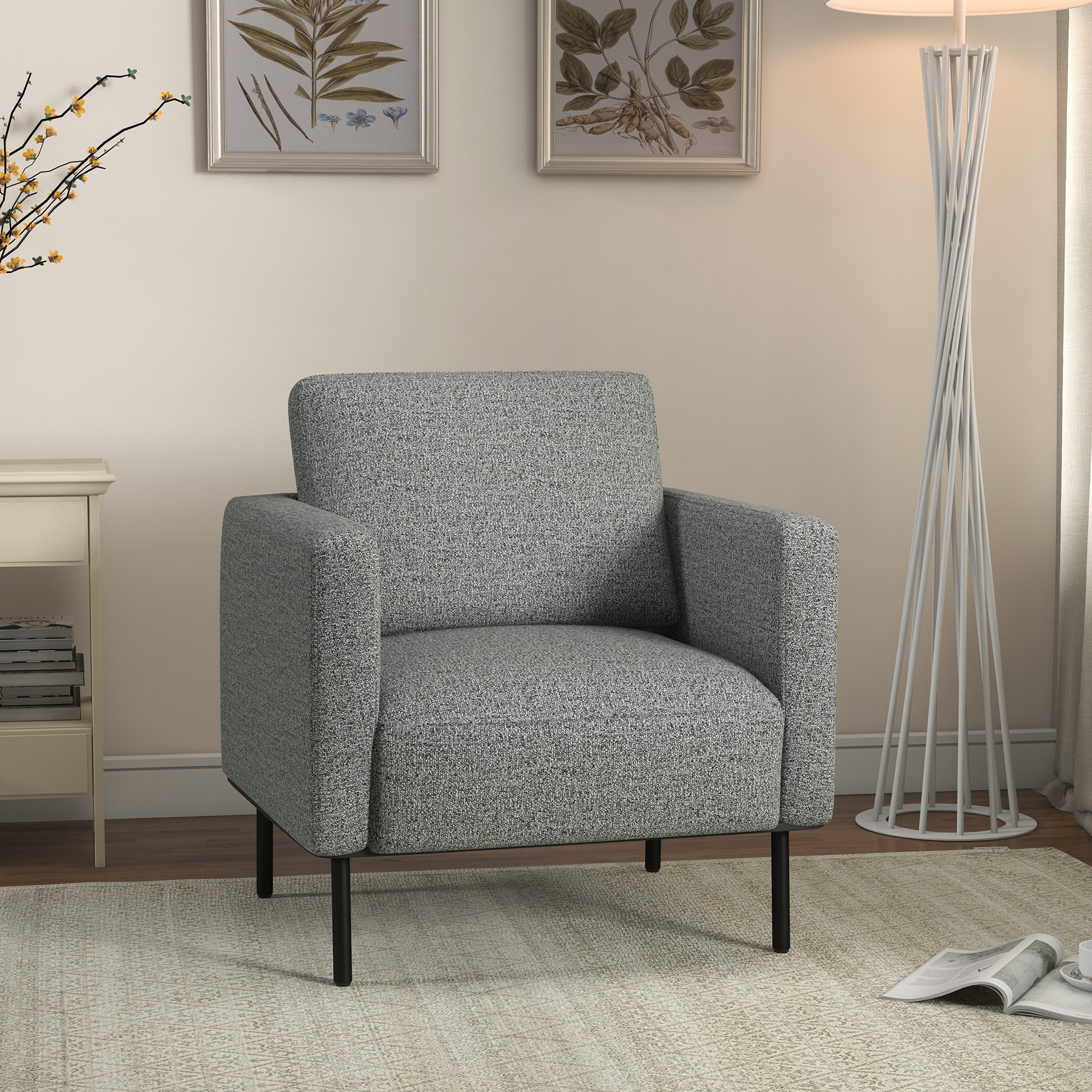 HOMCOM Lounge-Sessel aus Stoff, 1-Sitzer, Leinenoptik, Stahlbeine, bequemer günstig online kaufen