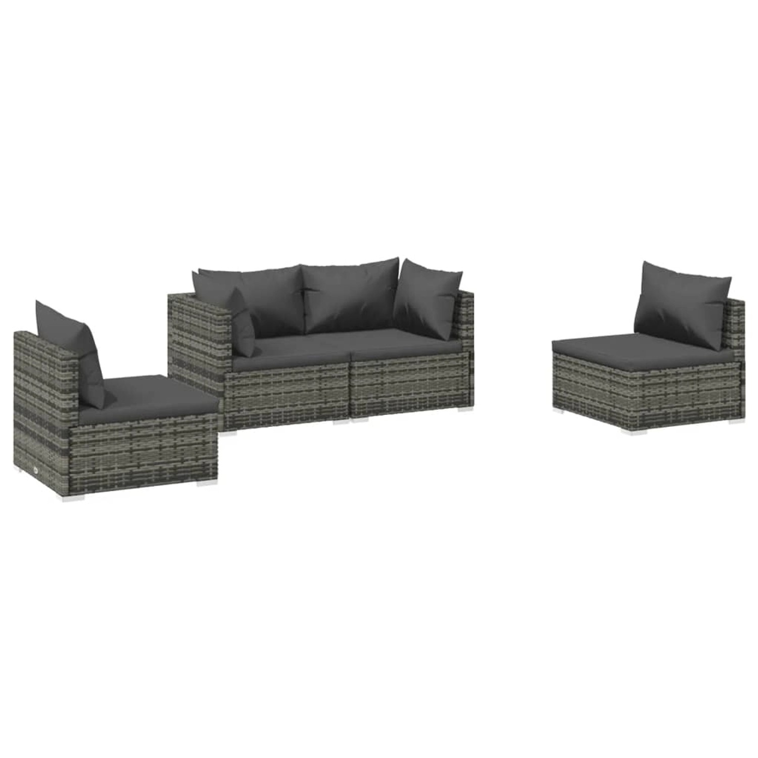 Vidaxl 4-tlg. Garten-lounge-set Mit Kissen Poly Rattan Grau günstig online kaufen