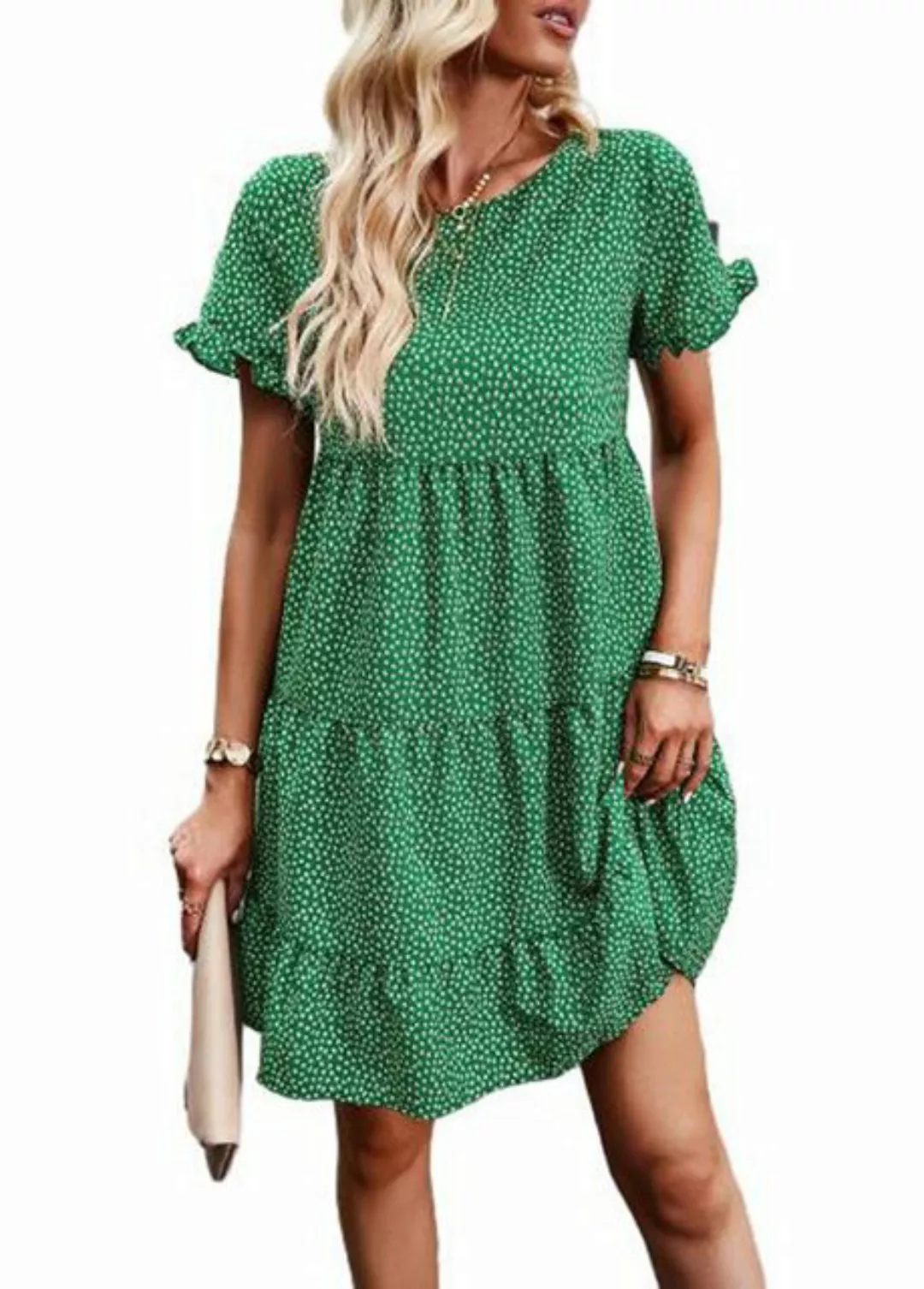 ZWY Druckkleid rockabilly kleider damen grün,sommerkleid damen,Tüllkleid,Dr günstig online kaufen