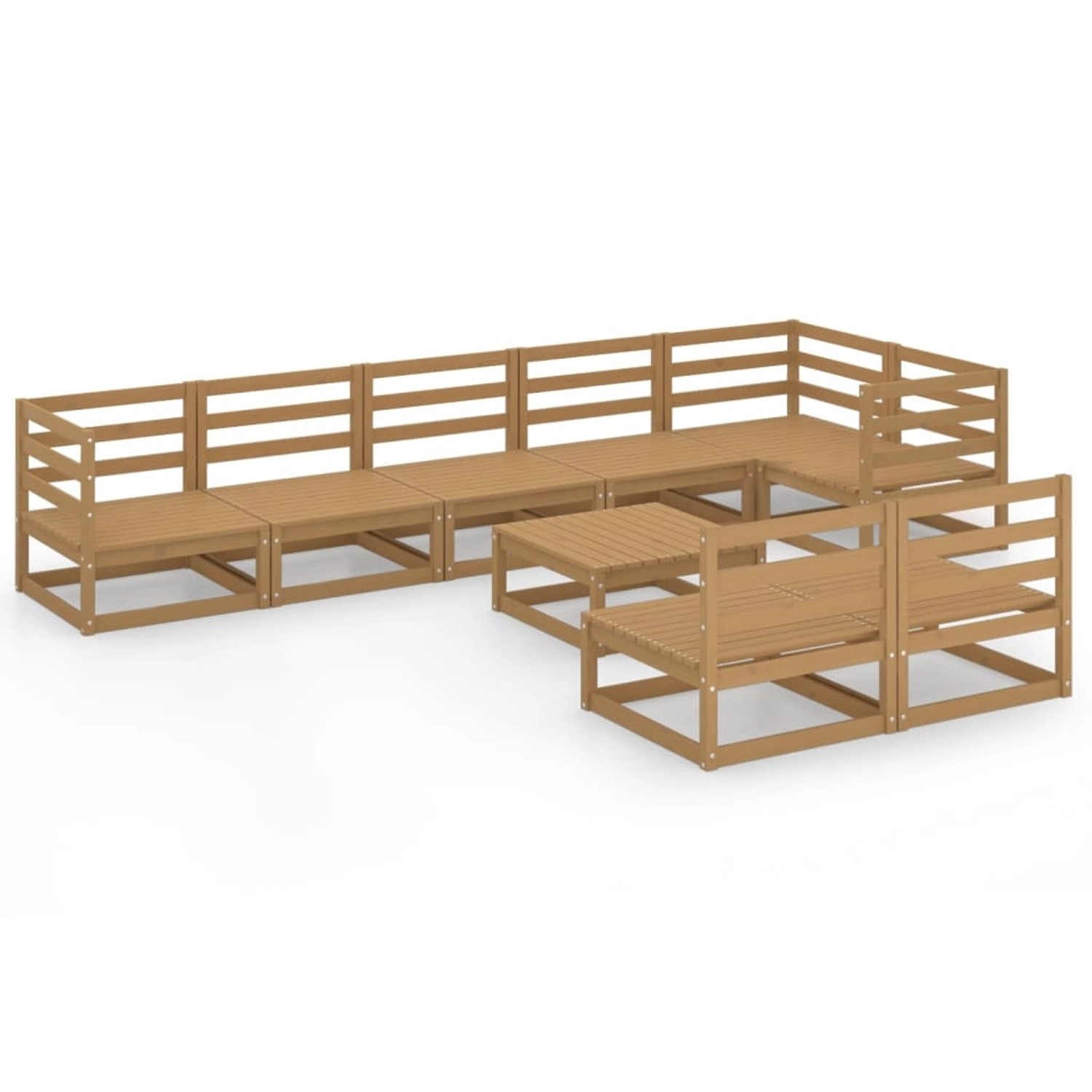 vidaXL 9-tlg Garten-Lounge-Set Honigbraun Massivholz Kiefer Modell 6 günstig online kaufen