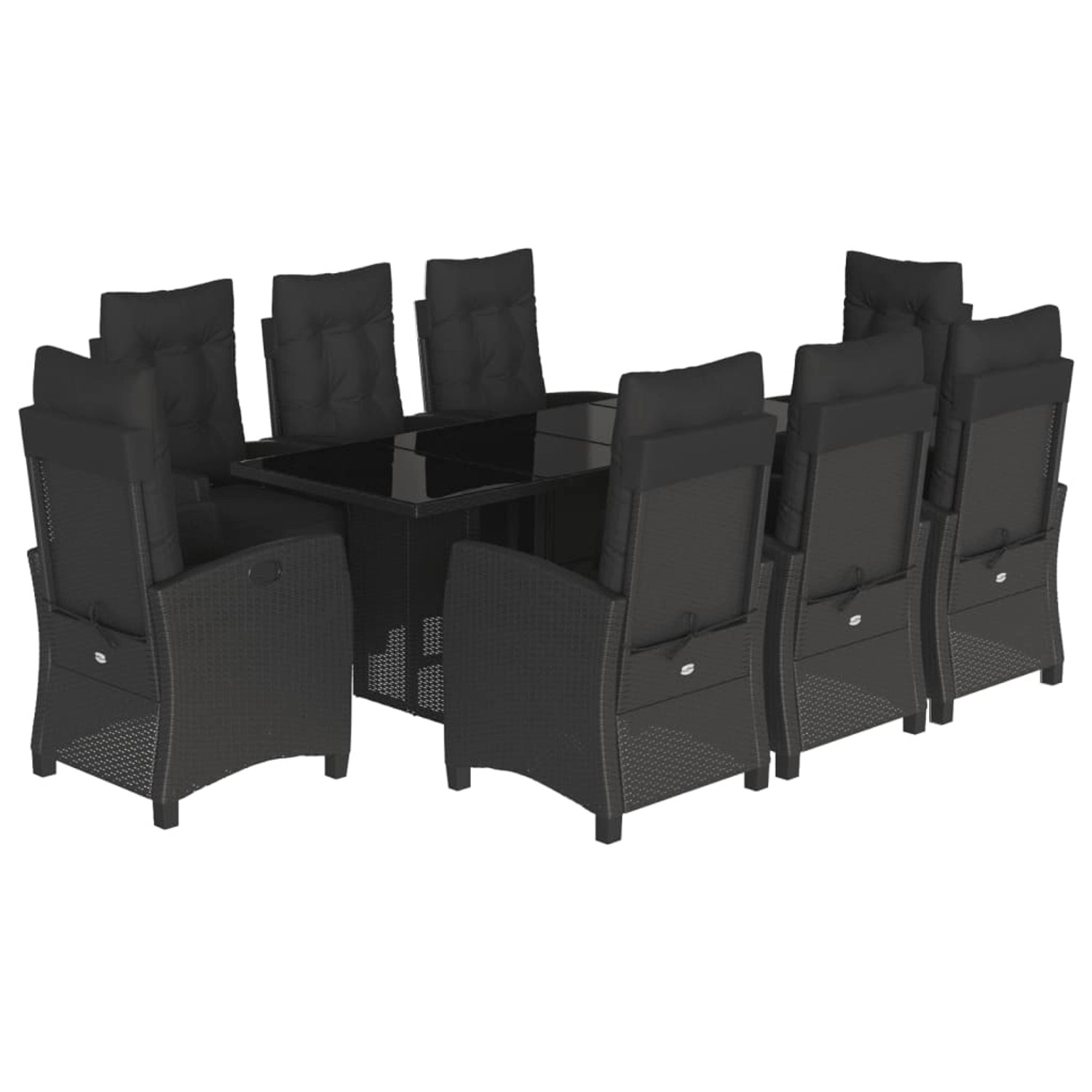 vidaXL 9-Tlg Garten-Essgruppe mit Kissen Schwarz Poly Rattan 3212921 günstig online kaufen