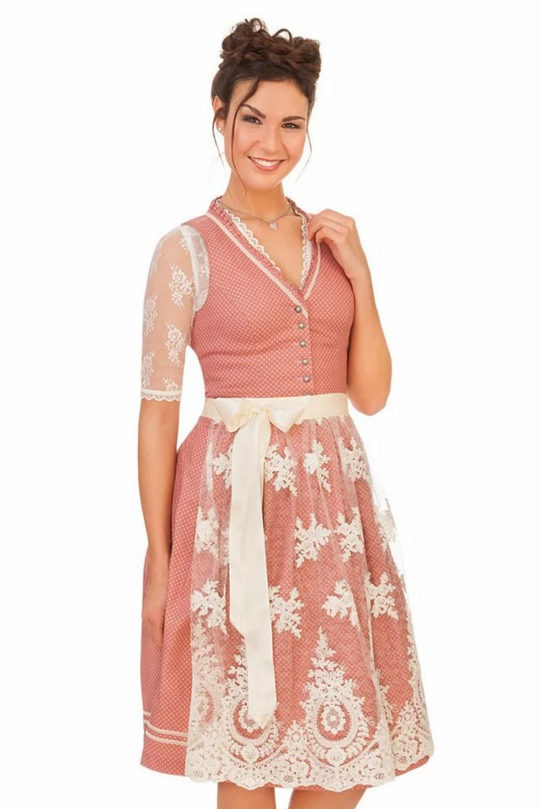 Alpenwahnsinn Dirndl Midi Dirndl 2tlg. - SPITZENLIESL - puder günstig online kaufen