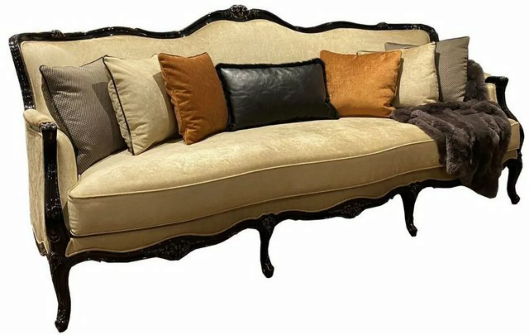 Casa Padrino Sofa Luxus Barock Wohnzimmer Sofa Gold / Schwarz / Antik Gold günstig online kaufen