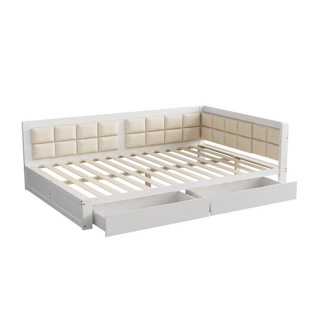 EXTSUD Schlafsofa Sofa Holzbett 140x200 Multifunktionsbett, weiche Rückenle günstig online kaufen