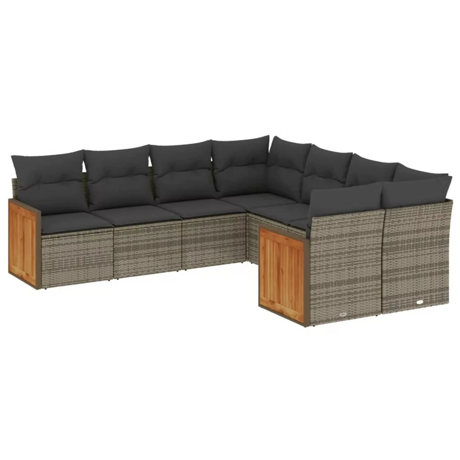 vidaXL 8-tlg Garten-Sofagarnitur mit Kissen Grau Poly Rattan Modell 124 günstig online kaufen