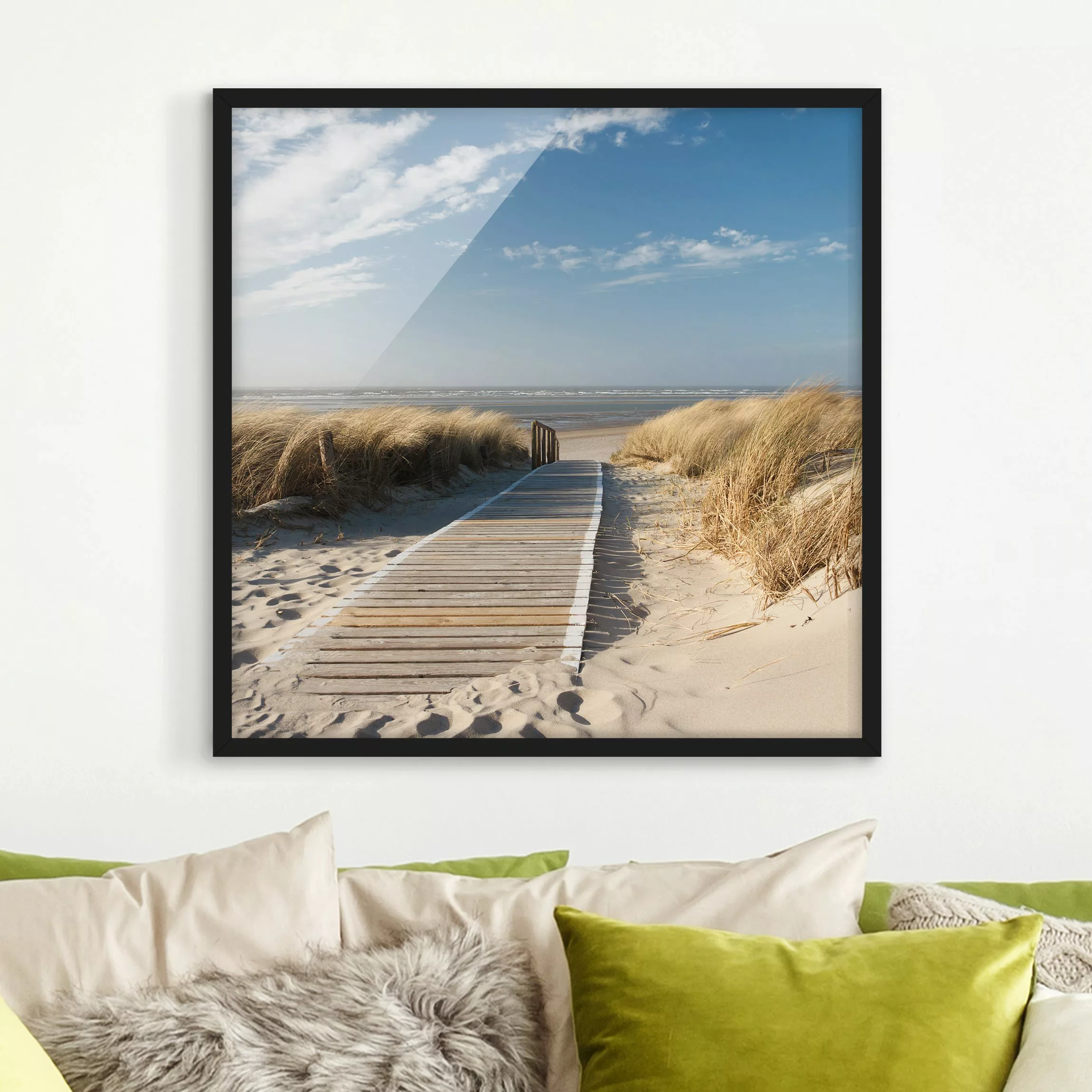 Bild mit Rahmen Strand - Quadrat Ostsee Strand günstig online kaufen