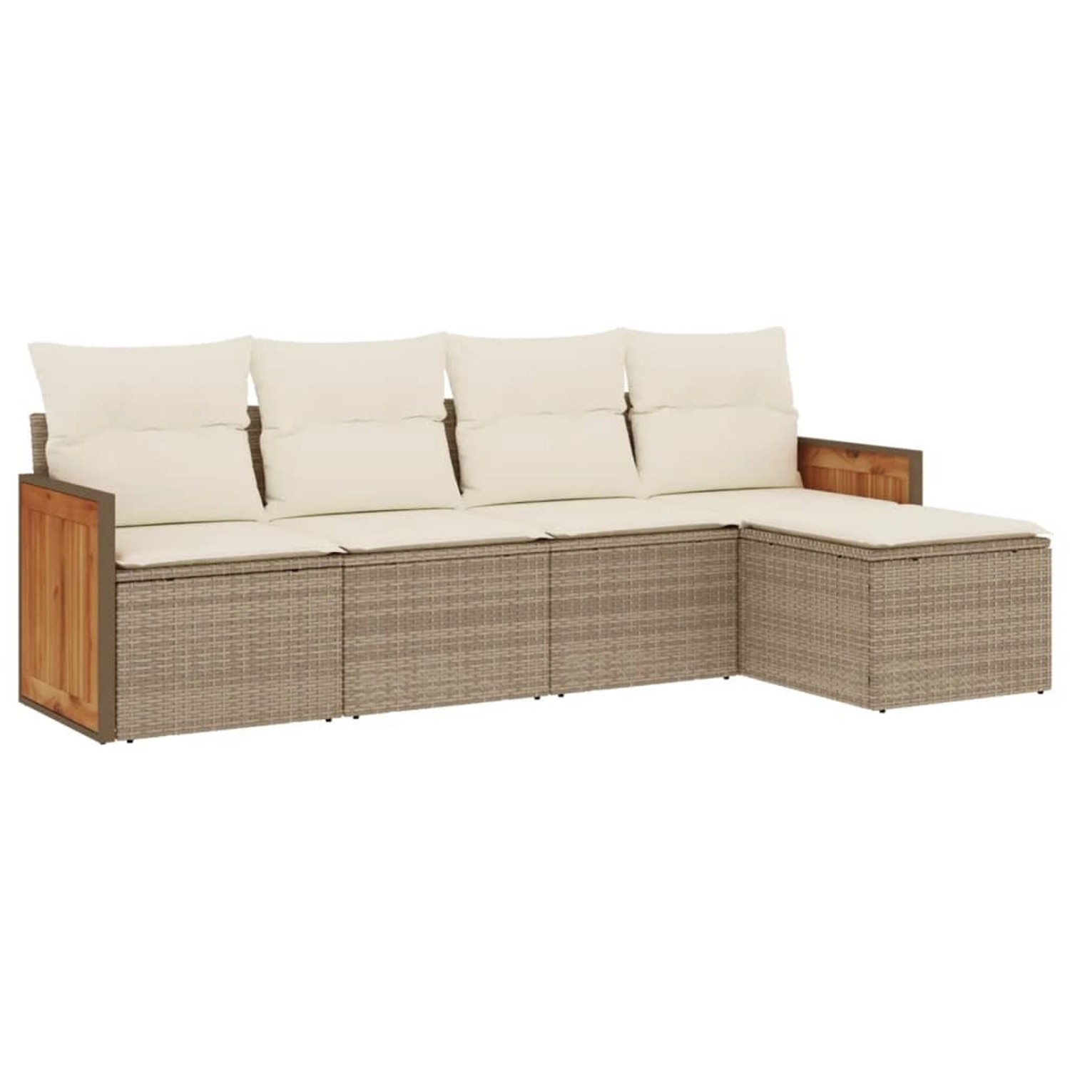 vidaXL 5-Tlg Garten-Sofagarnitur mit Kissen Beige Poly Rattan 3260000 günstig online kaufen