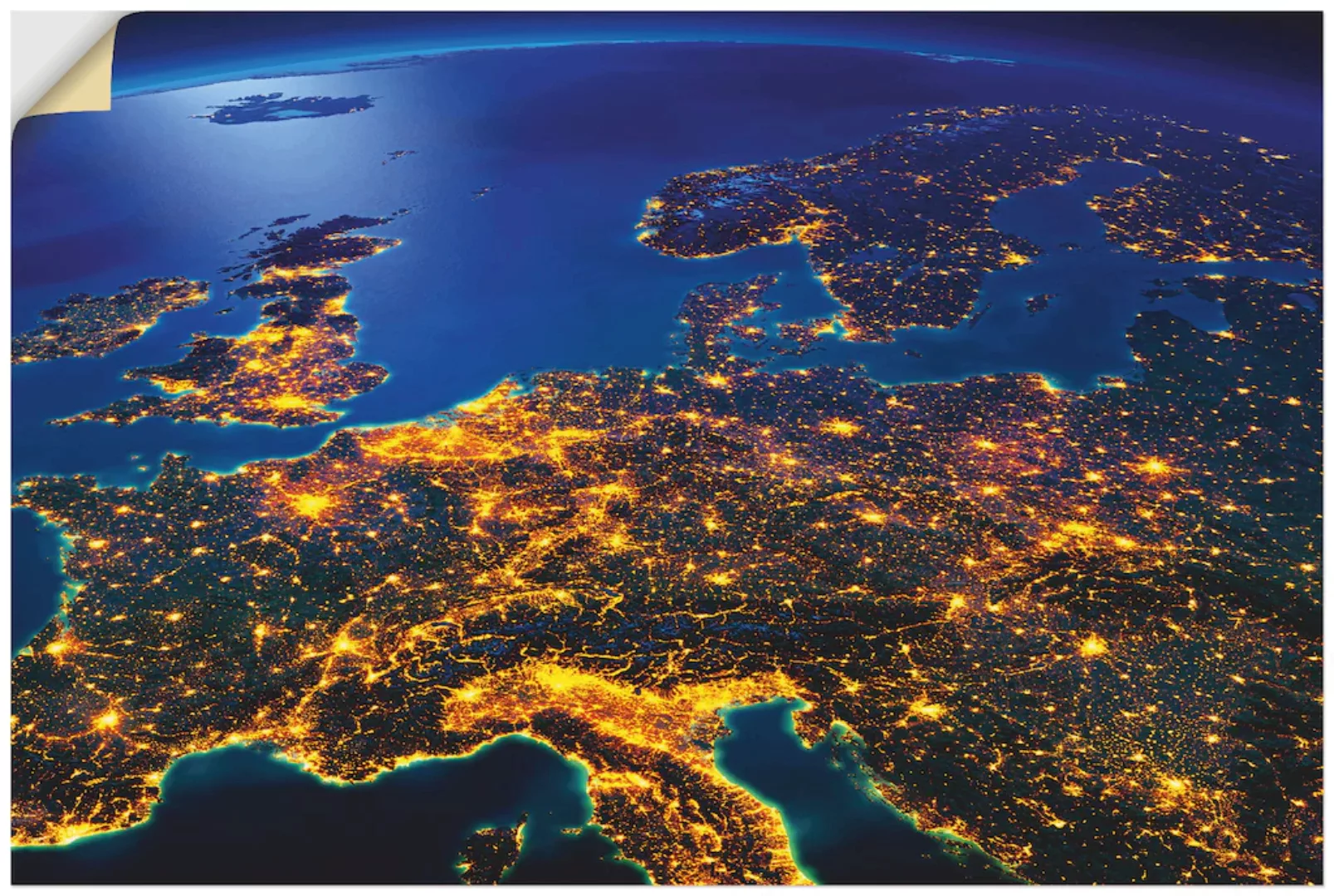 Artland Wandbild »Zentral Europa vom Weltraum«, Weltall & Kosmos, (1 St.) günstig online kaufen