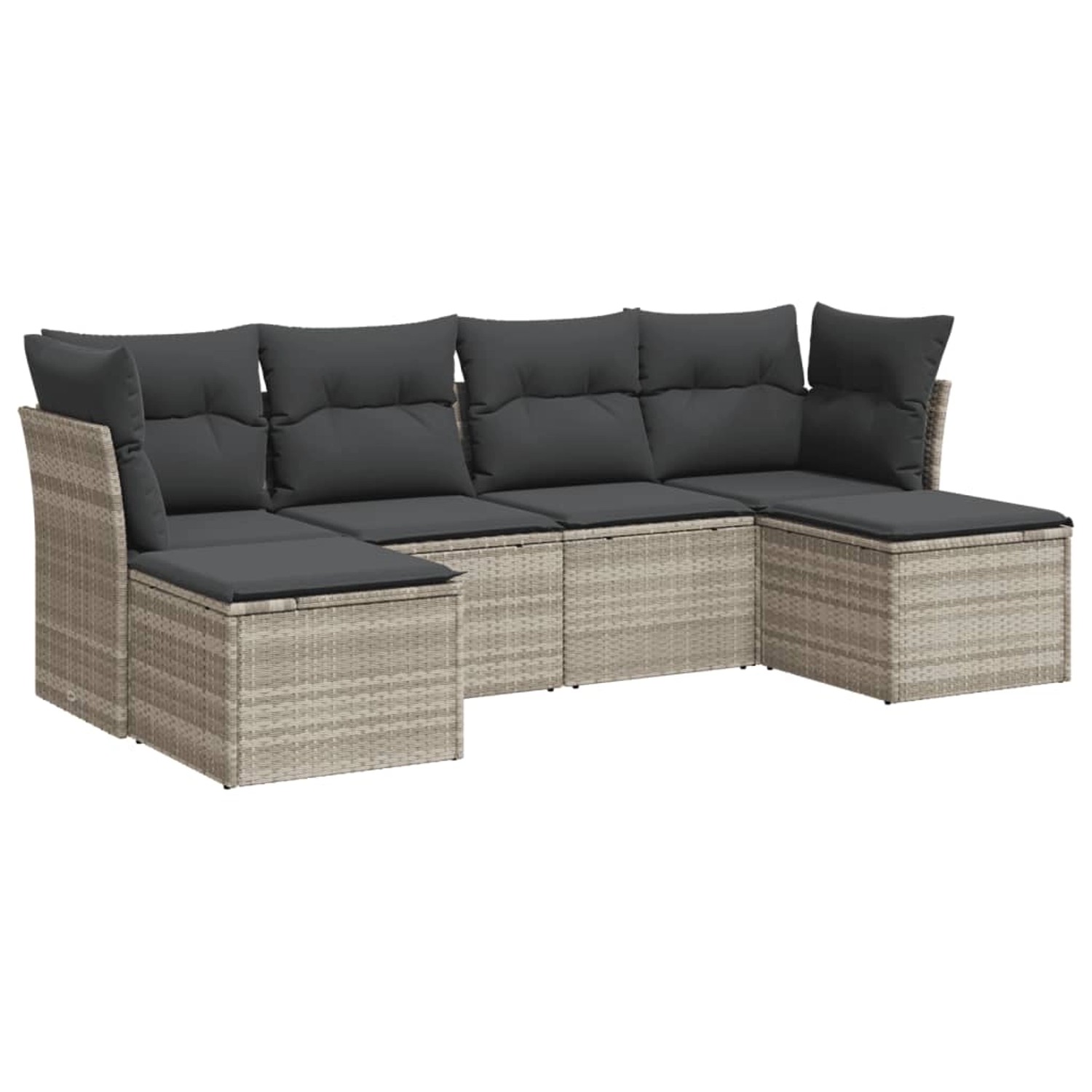 vidaXL 6-Tlg Garten-Sofagarnitur mit Kissen Hellgrau Poly Rattan 3218012 günstig online kaufen