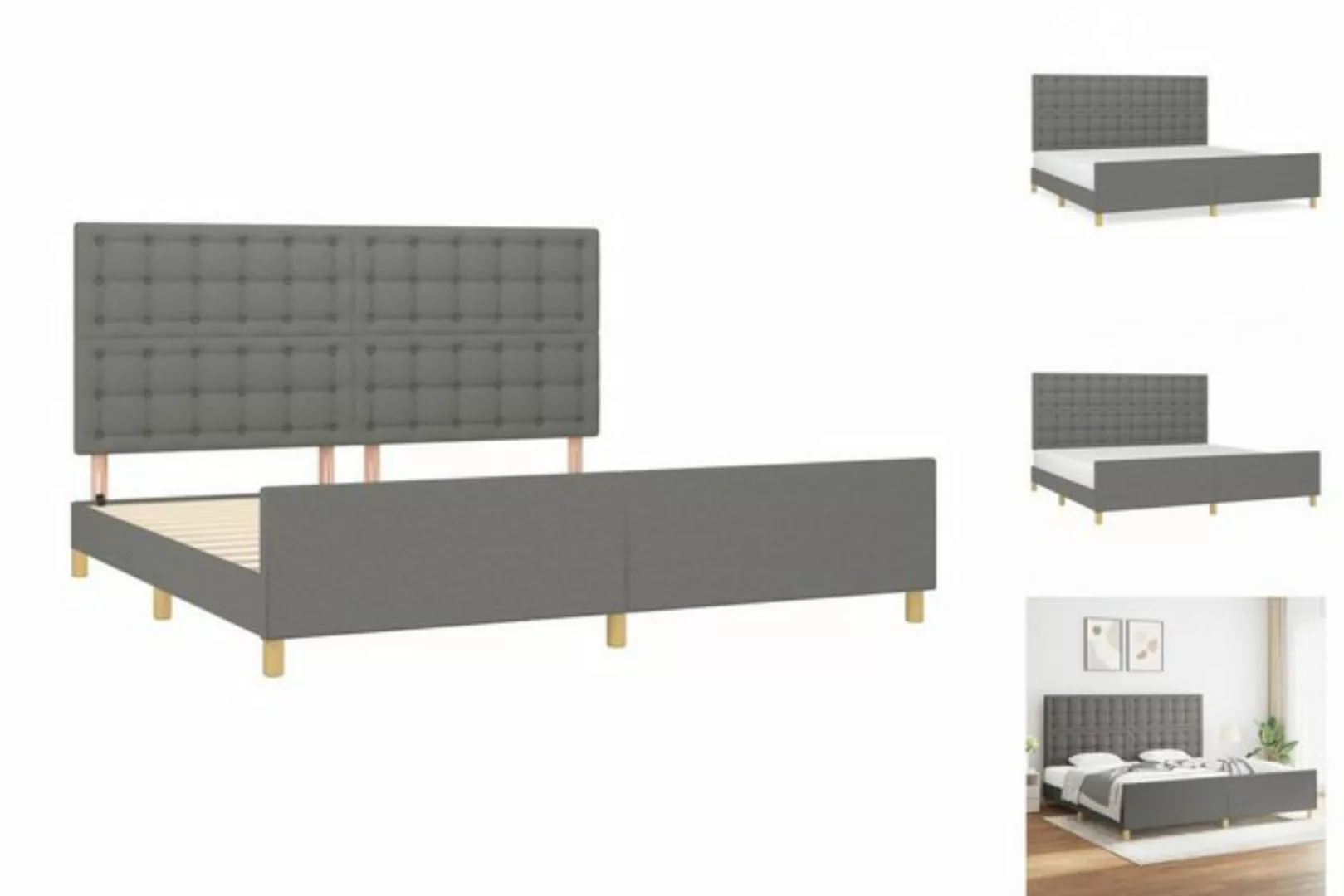 vidaXL Bettgestell Bettrahmen mit Kopfteil Dunkelgrau 200x200 cm Stoff Bett günstig online kaufen