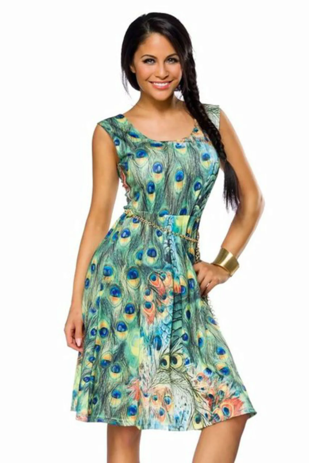 Sommerkleid Sommerkleid luftiges Minikleid mit Gürtelkette günstig online kaufen
