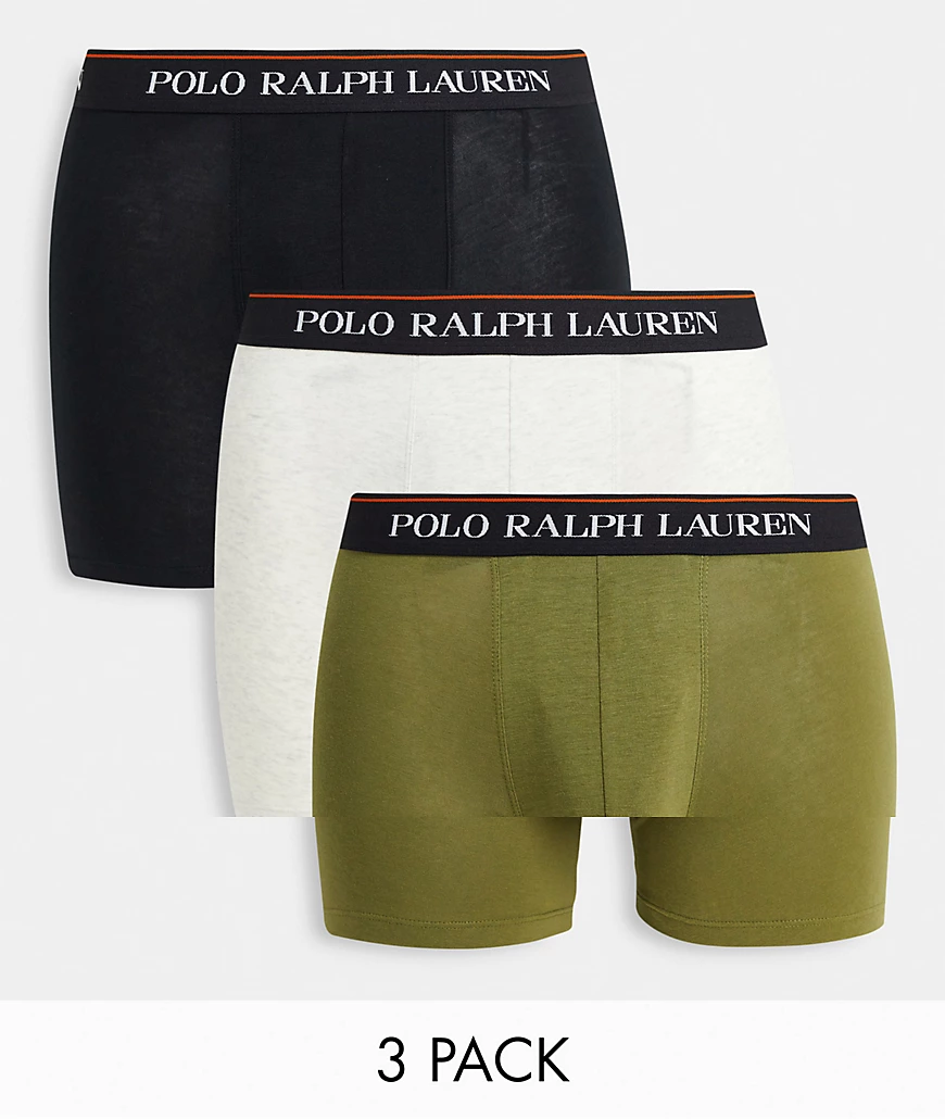 Polo Ralph Lauren – Unterhosen in Schwarz/Grün/Grau mit Logo-Schriftzug am günstig online kaufen