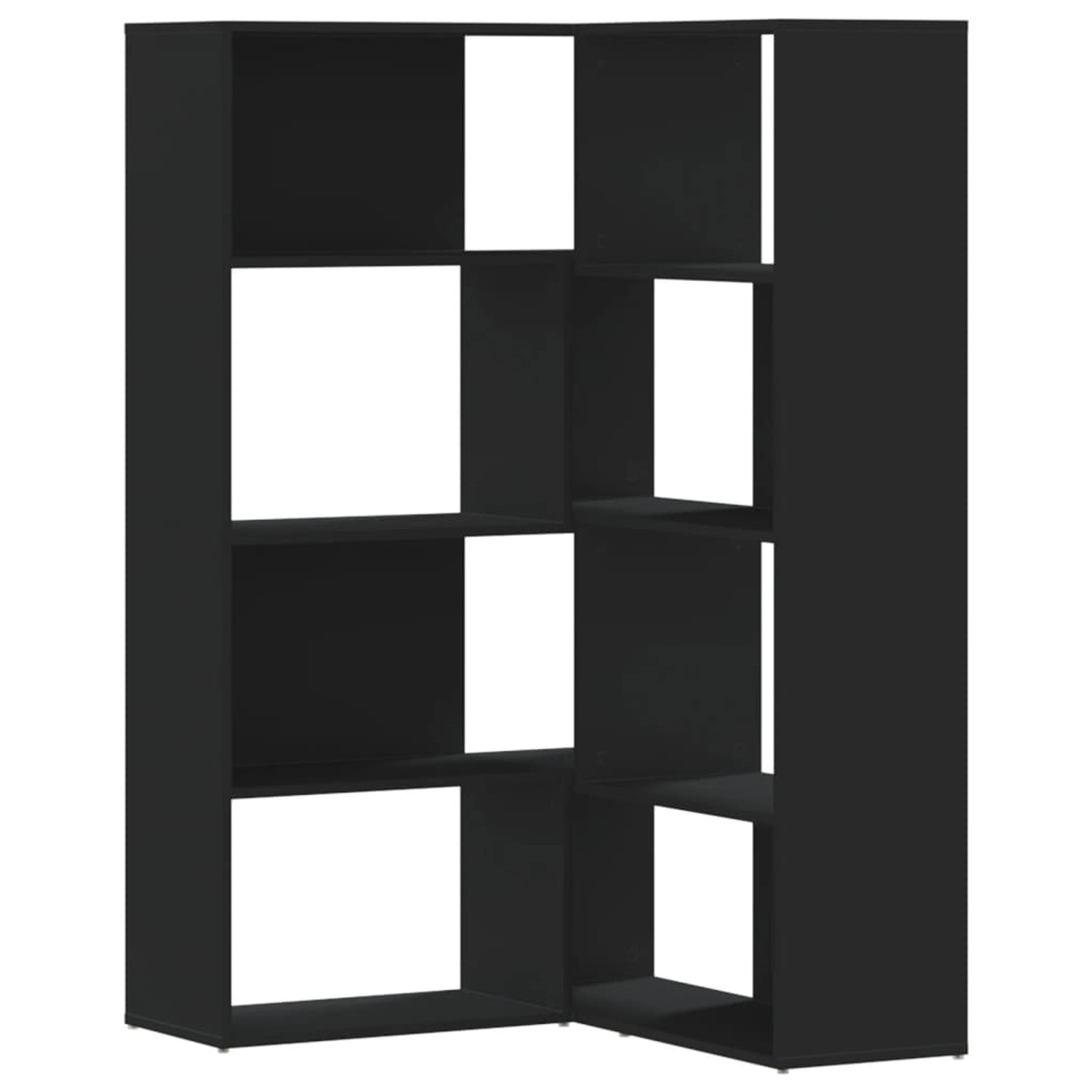 vidaXL Eck-Bücherregal 4 Etagen Schwarz 85x85x140 cm Holzwerkstoff günstig online kaufen