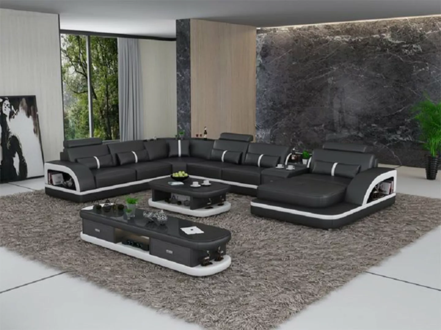 JVmoebel Ecksofa, Ledersofa Ecksofa Polster U Form Couch Sofa Design Ecke S günstig online kaufen