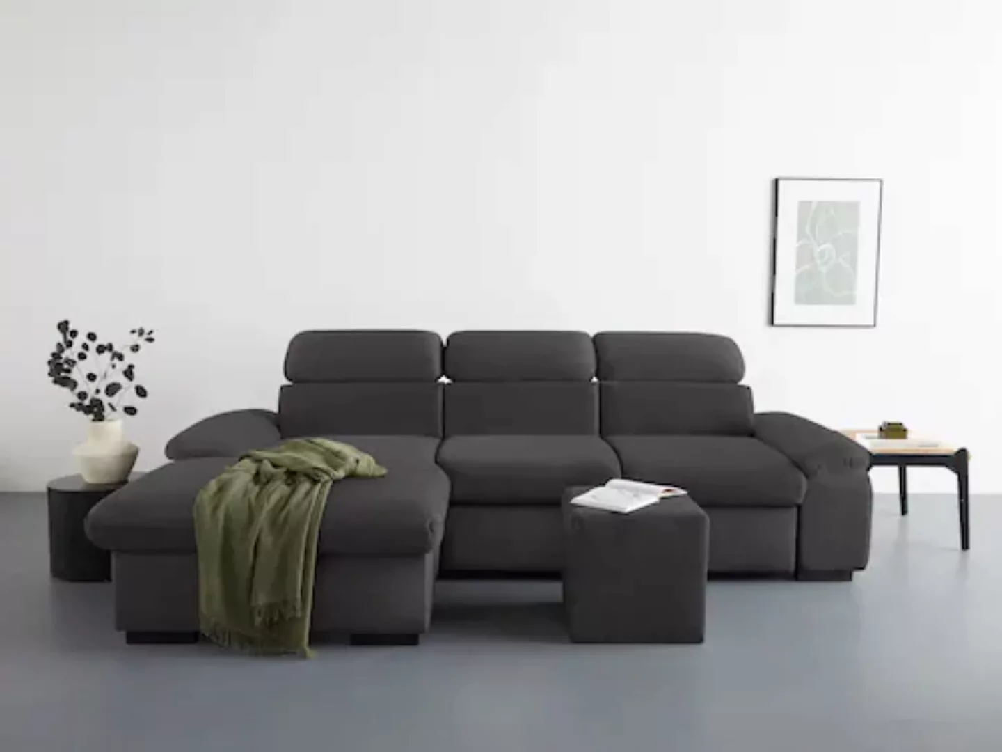 COTTA Ecksofa »Lola L-Form«, (Set, mit Hocker), mit Hocker & Kopfteilfunkti günstig online kaufen