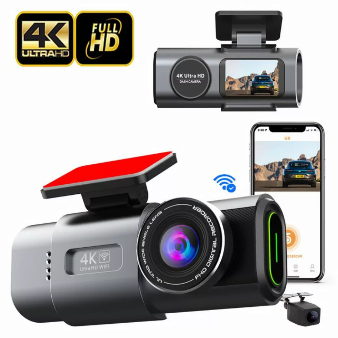 RWEUOQ Auto,2-Kanal 4K+1080P Autokamera 1.3 Zoll-Bildschirm Dashcam mit GPS günstig online kaufen